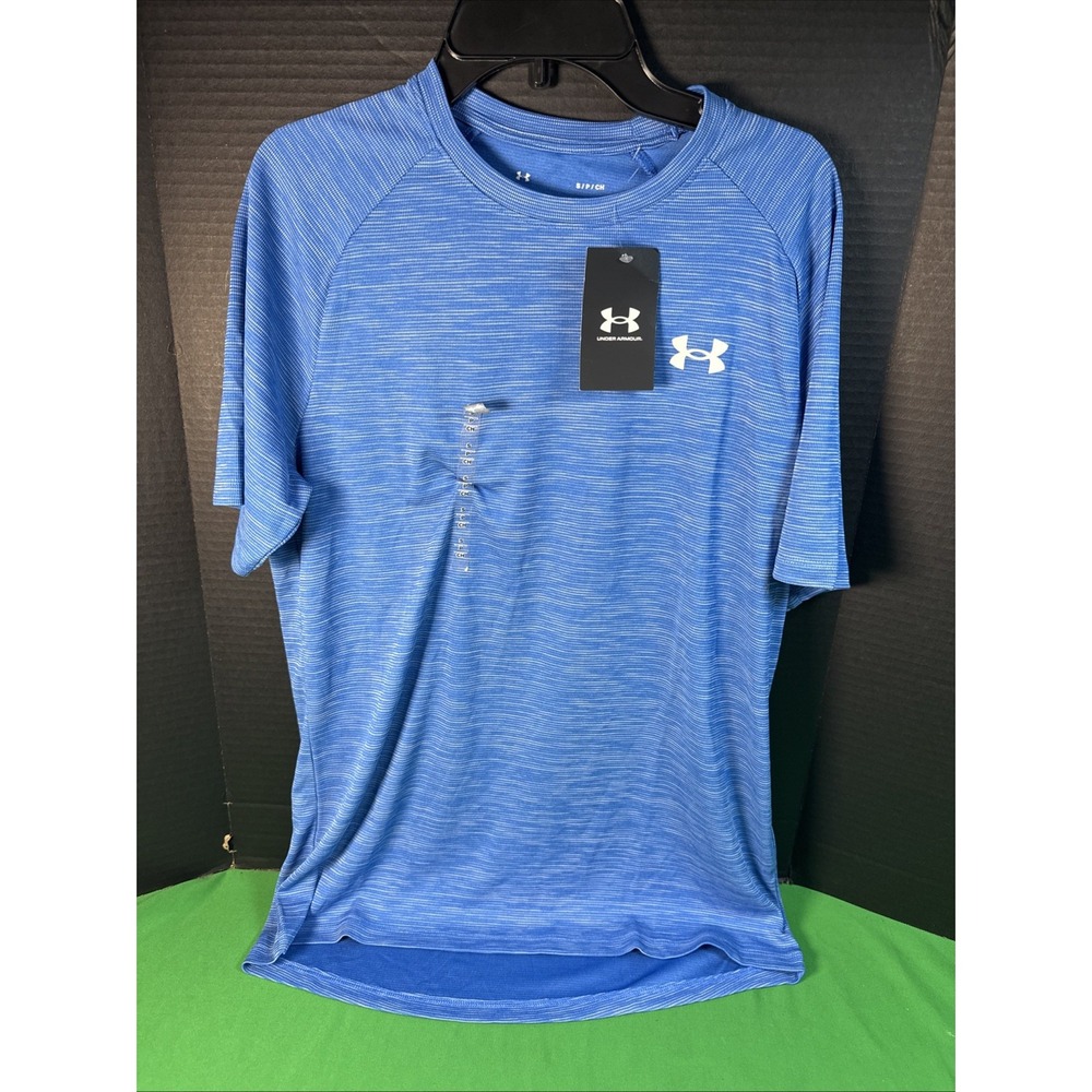 NWT Under Armour Men's Tech Textured Short Sleeve Size S Blue